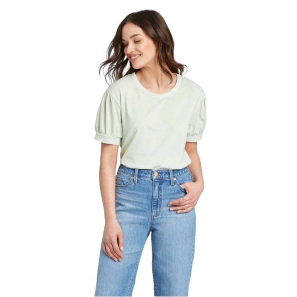 Puff Short Sleeve T-Shirt in Mint Green
